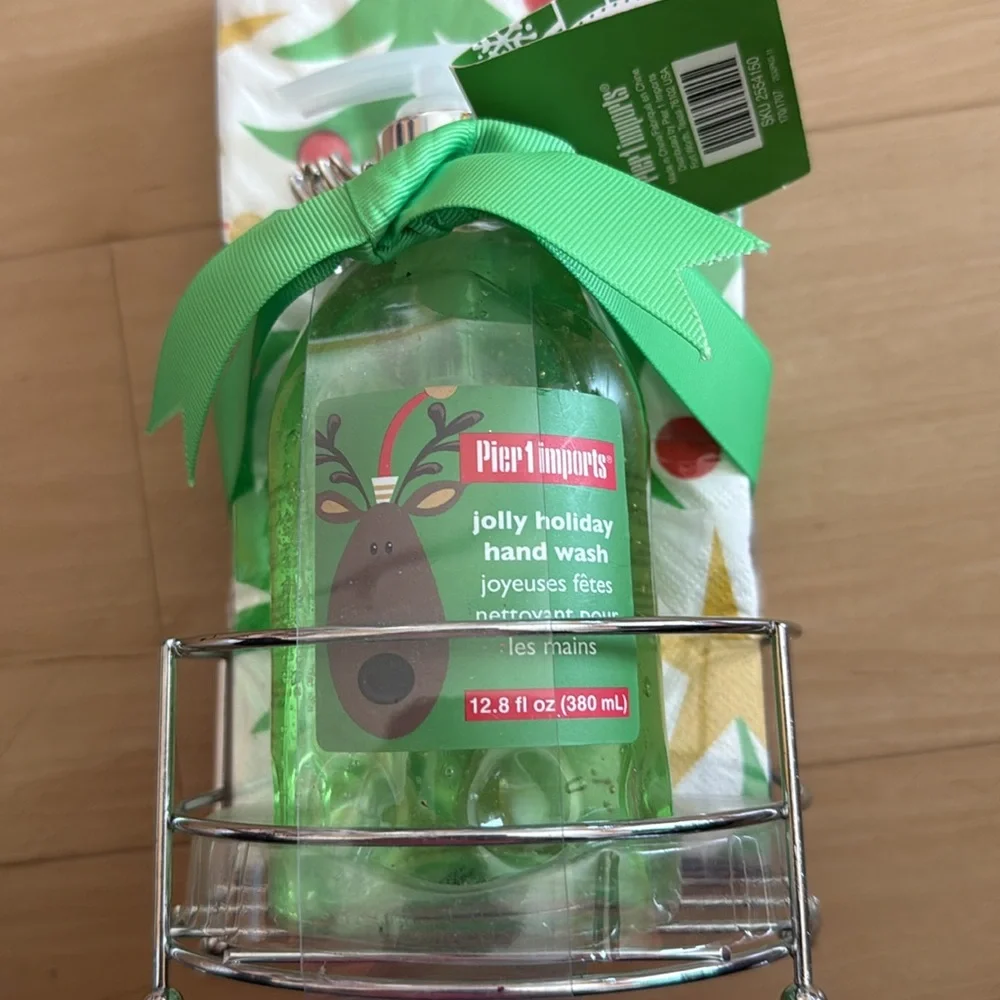 PIER ONE CHRISTMAS THEME HAND SOAP & REINDEER PAPER TOWEL